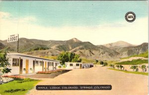 Colorado Springs CO Colorado MAPLE LODGE Roadside Motel ca1940's Linen Postcard