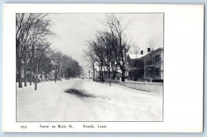 c1905's Snow On Main Street Winter Scene Noank Connecticut CT Antique Postcard