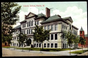 Illinois PEORIA Lincoln School pm1910 - Divided Back