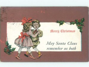 Pre-Linen Christmas GIRL AND BOY DANCING AB5338