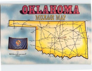 Postcard Mileage Map Oklahoma USA