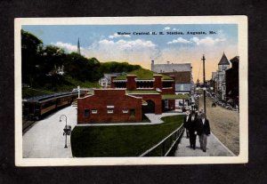 ME Maine Central Railroad Train Station Depot Augusta Maine Postcard