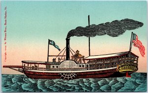 VINTAGE POSTCARD THE FIRST STEAMBOAT ON LAKE CHAMPLAIN (1808) MODERN CHROME