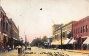 J66/ Gibsonburg Ohio Postcard c1910 Madison Street West Stores 30