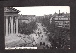 France Paris Boulevard de la Madeleine  Trolley Car Postcard Carte Postale