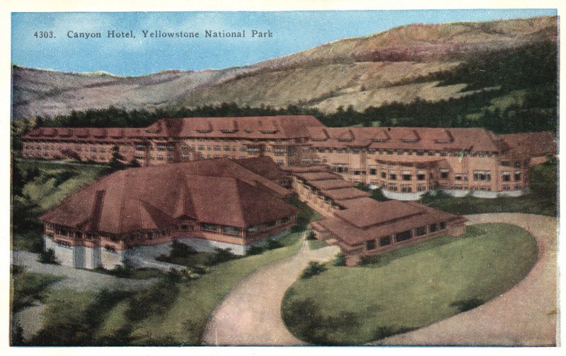 Vintage Postcard Canyon Hotel Above Lower Falls Yellowstone National Park WY
