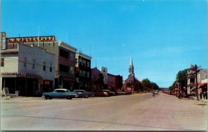 Vtg La Sarre Quebec Canada Main Street Downtown View Old Cars 1950s Postcard