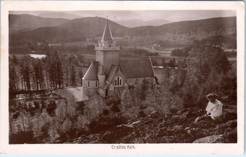 RPPC  CRATHIE, SCOTLAND,  CRATHIE KIRK ( CHURCH)   c1910s  Postcard