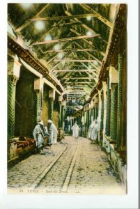 425875 Tunis Souk-El-Trouk market street view Vintage LL postcard