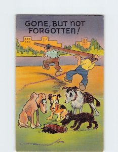 Postcard Gone, But Not Forgotten! with Dogs Men Post Comic Art Print