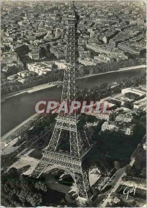 Postcard Modern Plane on Paris Eiffel Tower