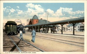 Newburyport MA RR Train Station Depot B&M 1900s-20s Vintage Postcard
