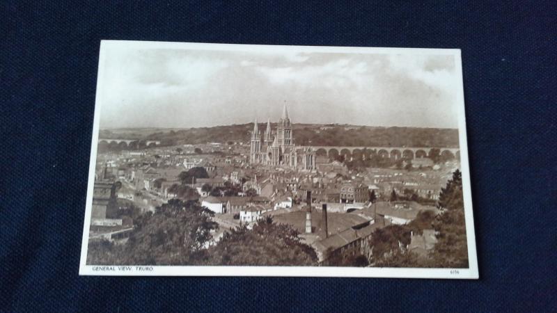 Black And White General View Truro  With Postage Stamp