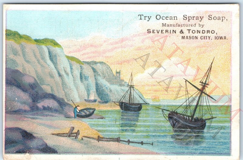 c1880s Mason City, Iowa Ocean Spray Soap Boat Trade Card Lard Severin Tondro C48