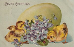 EASTER, PU-1908; Greetings, Chicks, Vioilets, Lady Bug & Big Green Egg