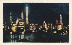 CPA AK Skyline of Lower New York by night NEW YORK CITY USA (790487)
