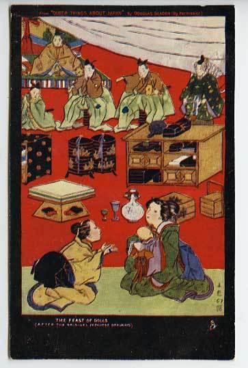 Tuck Connoisseur Feast of Dolls Japan Postcard