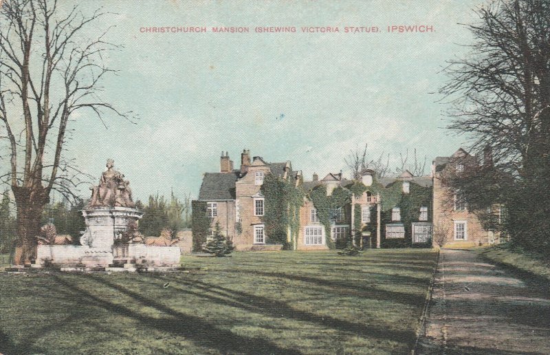 IPSWICH, CHRISTCHURCH MANSION & VICTORIA STATUE, Suffolk - Vintage POSTCARD