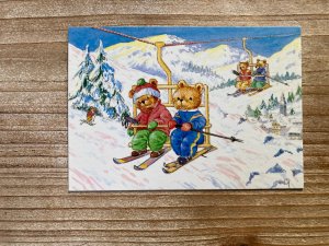 The Ascent, Jean Gilder, Teddy Bear, Ski Lift, Medici Society, Vintage Postcard