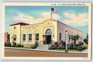 Fort Pierce Florida FL Postcard US Post Office Exterior Building c1940 Vintage