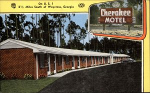 Waycross GA Cherokee Motel Route 1 Linen Postcard