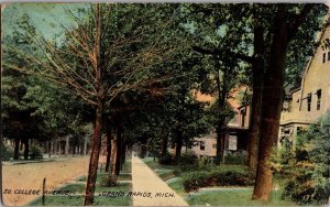 View of South College Avenue, Grand Rapids MI c1911 Vintage Postcard I59
