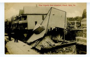 PA - Erie. Mill Creek Flood Damage, Collapsed Houses, August 3, 1915