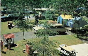 La Tuque QC Quebec Campsite Camping Tents Station Wagon Postcard G13