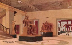 CHICAGO, Illinois IL   ART INSTITUTE~Interior View  SCULPTURES  c1910's Postcard