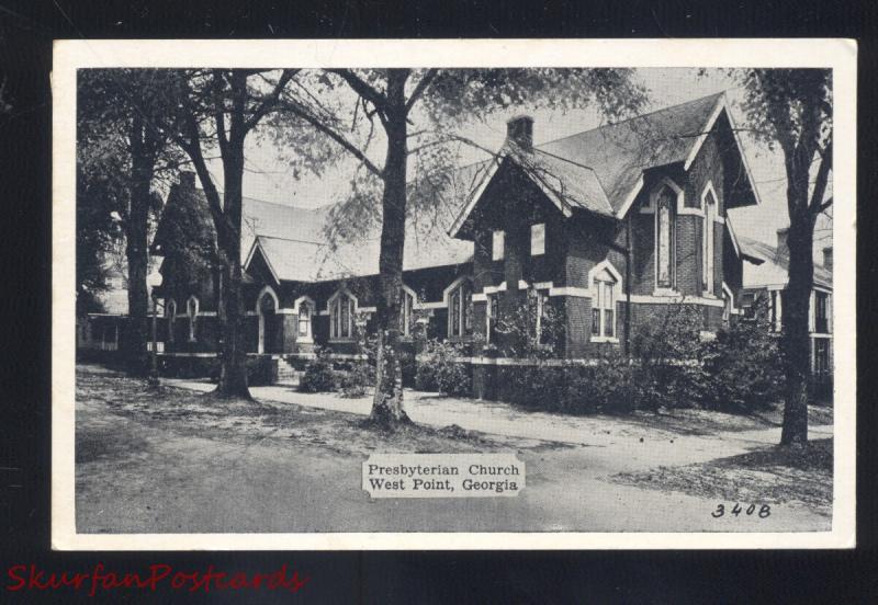 WEST POINT GEORGIA PRESBYTERIAN CHURCH ANTIQUE VINTAGE POSTCARD GA. B&W