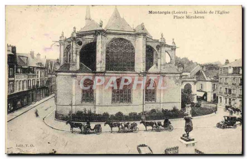 Old Postcard Montargis Loiret Apse of the Church Place Mirabeau