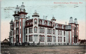 Manitoba College Winnipeg Manitoba c1907 to Kenora ON Duplex Cancel Postcard H14