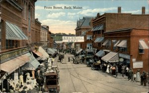Bath ME Maine Front Street Colonial Caf� and Shops c1900-20s Vintage Postcard