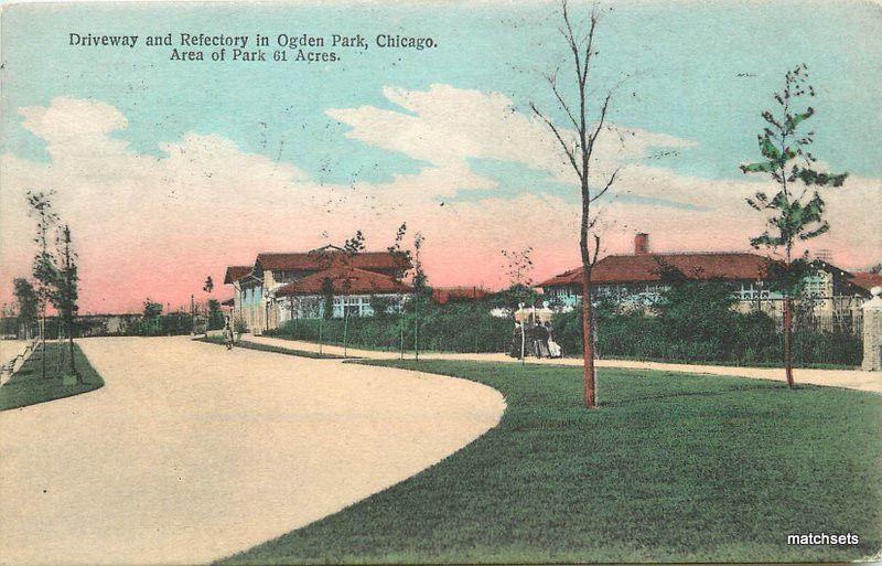 1911 CHICAGO ILLINOIS Driveway Refectory Ogden Park postcard 2129