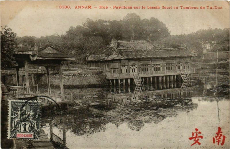 CPA AK INDOCHINA Annam Pavillons sur le bassin fleuri VIETNAM (956966)