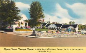 Linen Postcard Down Town Tourist Court Asheville NC Roadside Motel