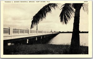 Thomas A. Edison Memorial Bridge Fort Myers Florida FL Postcard