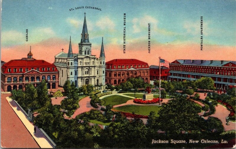 Jackson Square New Orleans Louisiana Historic Downtown Aerial View DB Postcard 