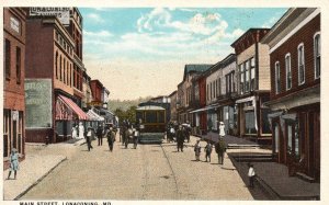 Vintage Postcard 1920's View of Main Street Lonaconing Maryland MD