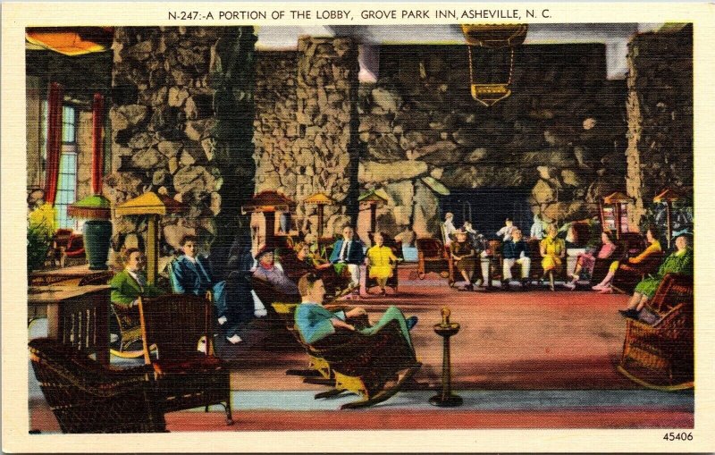 Big Room Lobby Grove Park Inn Asheville NC North Carolina Postcard UNP VTG 