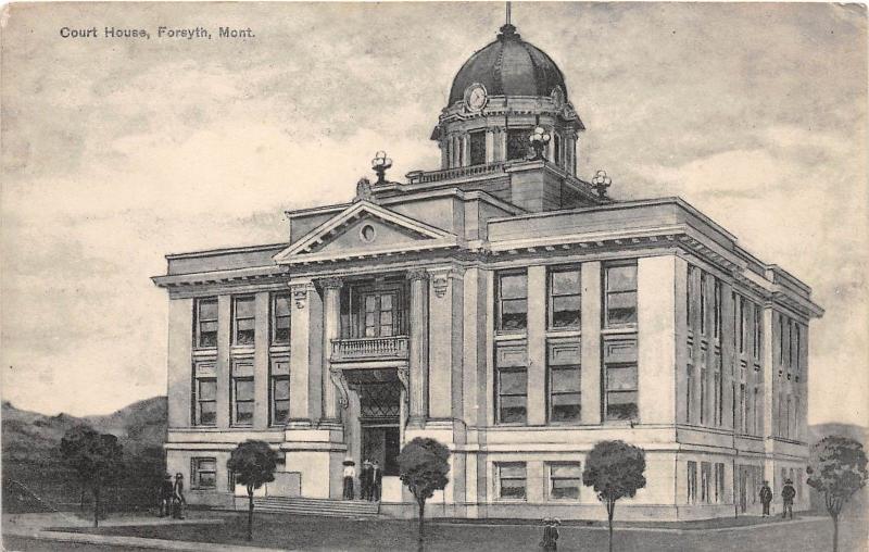 B59/ Forsyth Montana Mt Postcard c1910 Court House Building