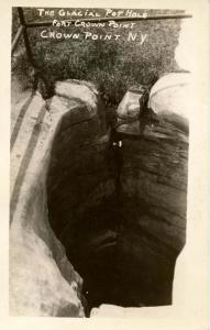 NY - Crown Point. Fort Crown Point, The Glacial Pot Hole.   *RPPC