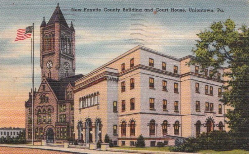 Postcard New Fayette County Building Court House Uniontown PA