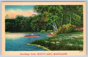 1950-60's GREETINGS FROM MT MOUNT AIRY MARYLAND MD VINTAGE LINEN POSTCARD 43110