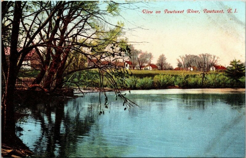 View On Pawtucket River RI Rhode Island Postcard Divided Back UP Vintage 13072 