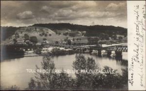 Prairie Du Sac WI Toll Bridge & Round Bluff c1905 Real Photo Postcard