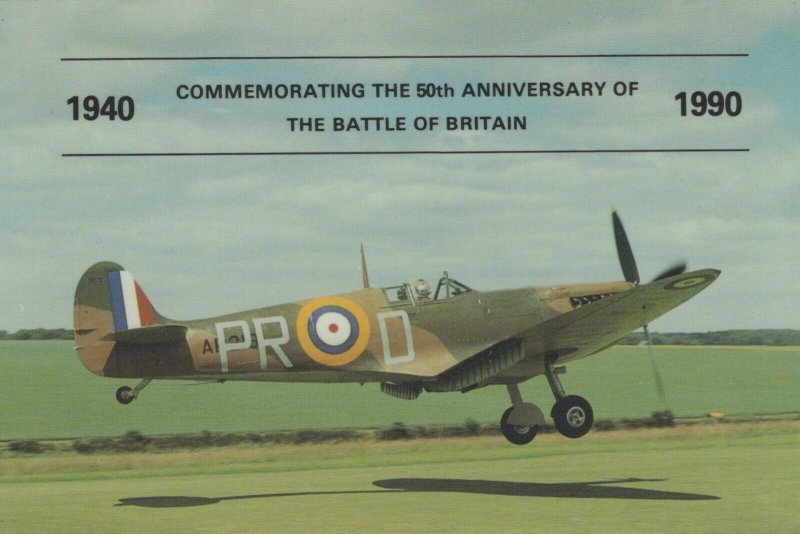 Military Aviation Postcard - Battle of Britain Spitfire Flies Over Glos RR9854 