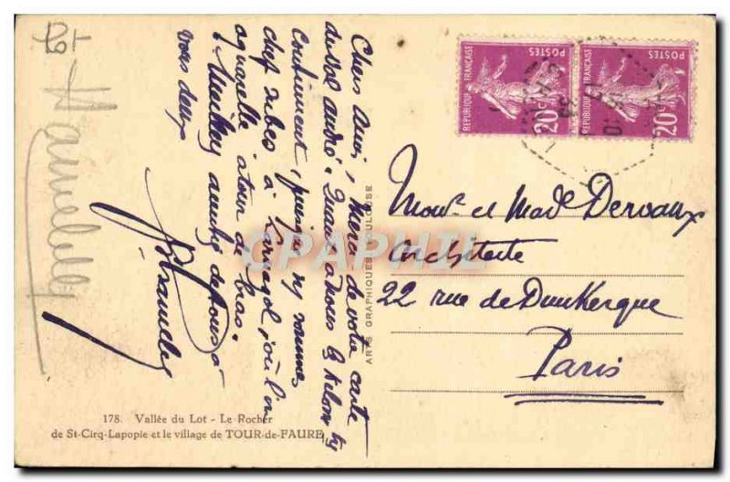 Old Postcard Vallee Du Lot St Cirq Of Rock And The Village Of Tour De Faure