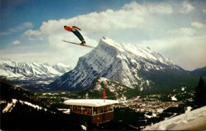 Canada Banff Ski Jump With The Judges' Tower On Mount Norquay