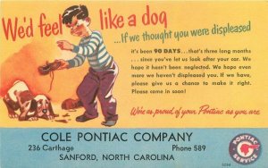 Sanford North Carolina Cole Pontiac Bad Dog unhappy boy Postcard 21-10191